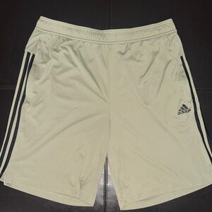 adidas Men’s Tan/Brown Athletic Shorts with Black Side Stripes